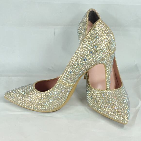 Elisabet Tang Women’s Crystal Rhinestone Pointed Toe Stiletto Heels Size 10 - Picture 1 of 8